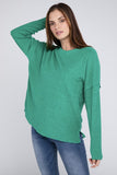 Ribbed Brushed Melange Hacci Sweater with a Pocket-5 Colors