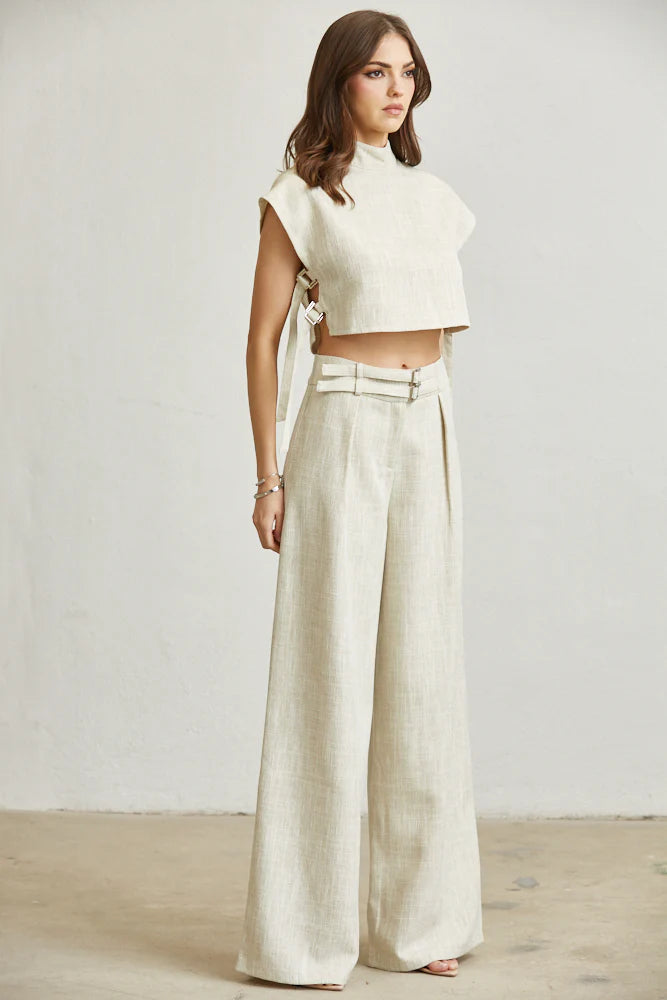All that Linen Pants Set- Cream