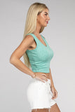 Ribbed Scoop Neck Cropped Sleeveless Top- 7 Colors