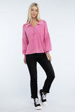 Washed Collared Henley Sweater Top- 6 Colors