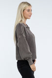 Washed Collared Henley Sweater Top- 6 Colors