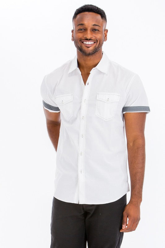Men's Casual Short Sleeve Solid Shirts