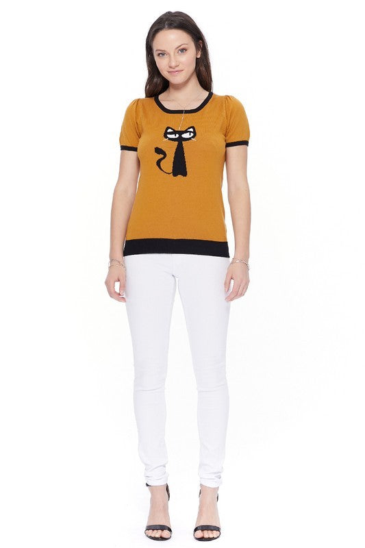 Cat Print Casual Top-5 Colors