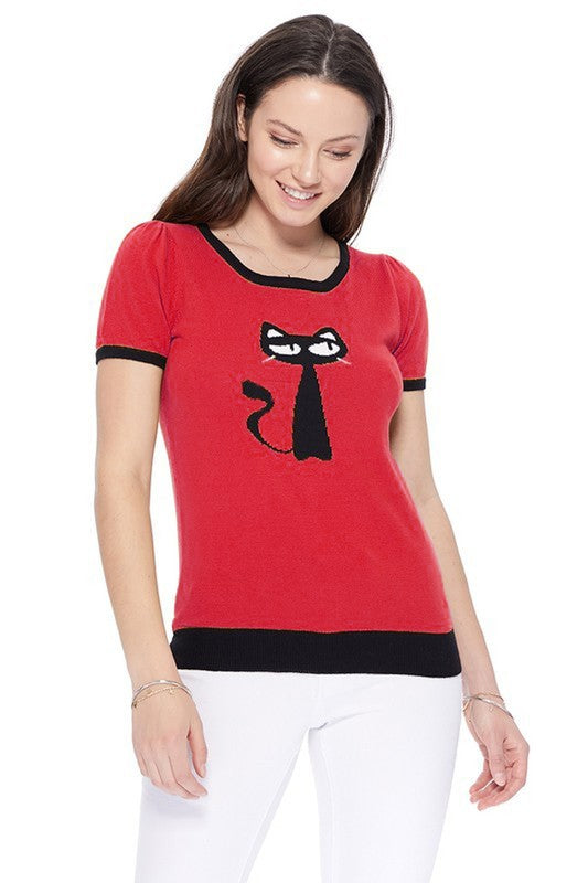 Cat Print Casual Top-5 Colors