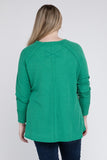 Plus Size Melange Baby Waffle Long Sleeve Top-5 Colors