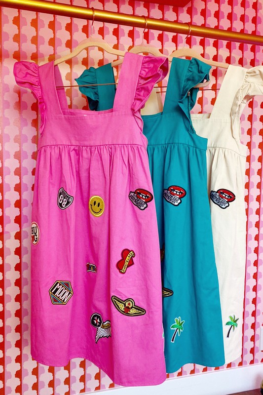 Plus Size Multi Patch Ruffled Streetwear Babydoll Mini Dress-3 Colors