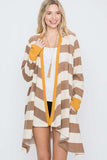 PLUS SIZE OPEN FRONT STRIPED DRAPED CARDIGAN- 3 COLORS