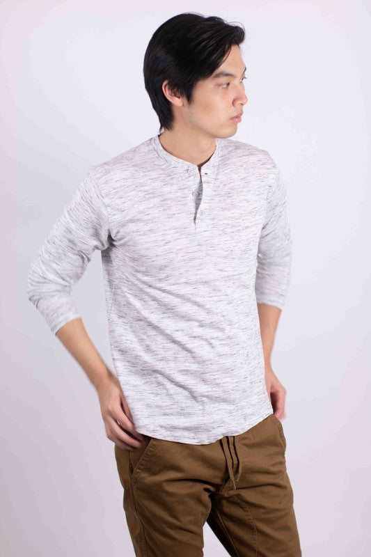 Men's Long Sleeves Henley T-Shirt-6 Colors