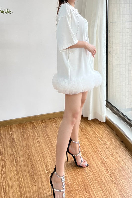 Embellished T shirt Dress LOOSE FIT