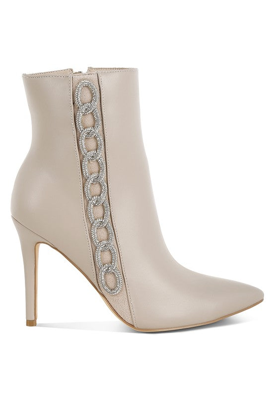 Kalina Rhinestones Chain Detail Boots- 2 Colors