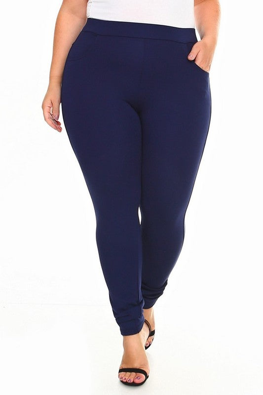 Lady's Plus Size Ponte Pants-4 Colors