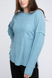 Ribbed Brushed Melange Hacci Sweater with a Pocket-5 Colors