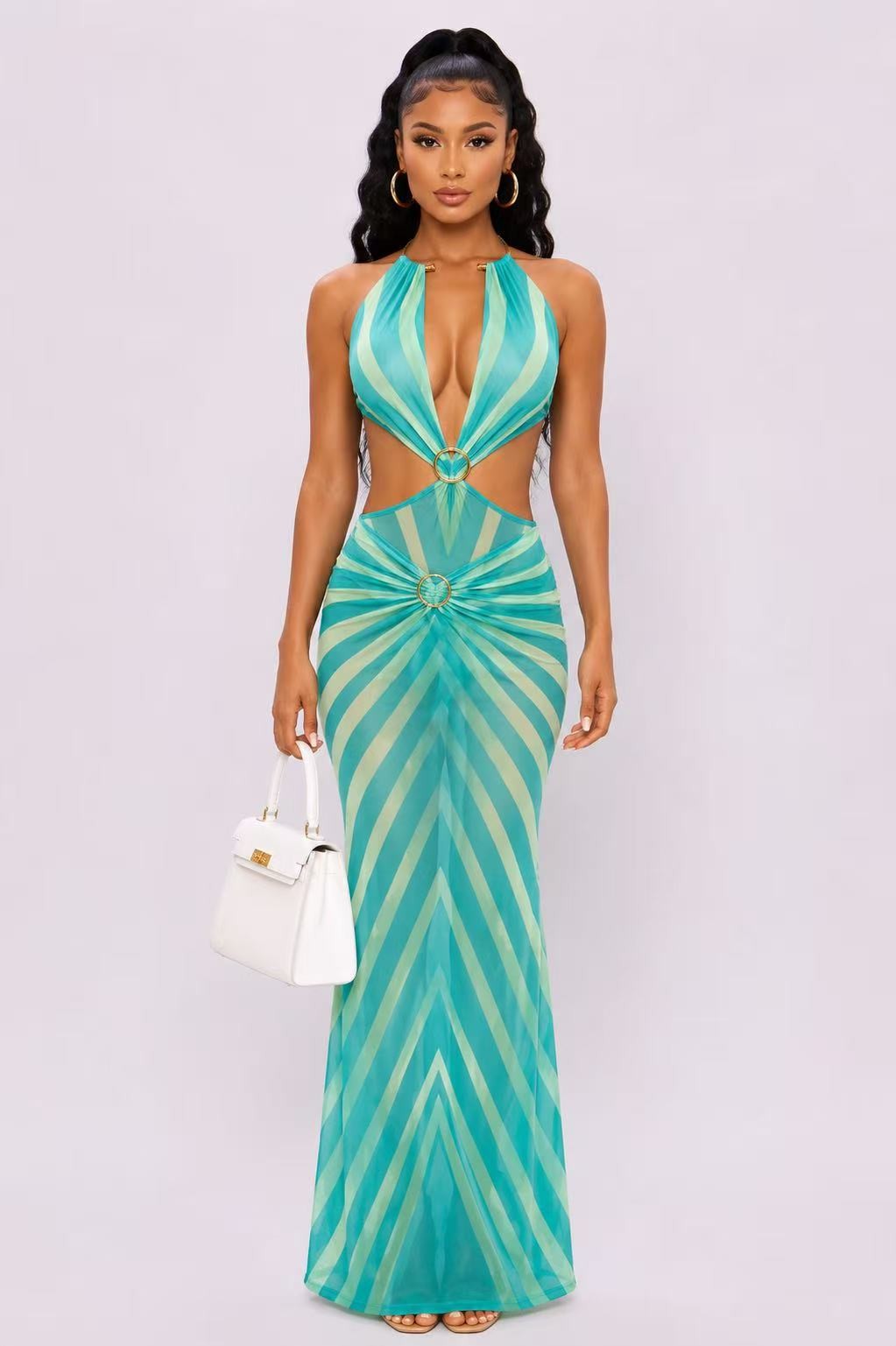 Mirage Cut-Out Swimwear Skirt Set- Blue