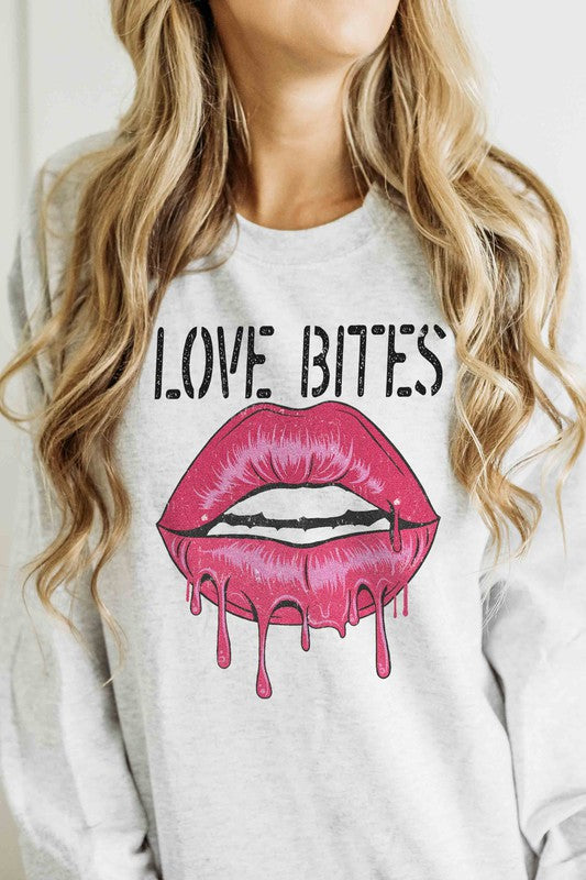 LOVE BITES LIPS Graphic Sweatshirt-4 Colors