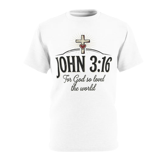John 3:16 T-Shirt — Christian Faith Tee with Cross & "For God so loved the world"