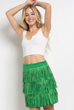 RHINESTONE SUEDE FRINGE SKIRT-6 COLORS