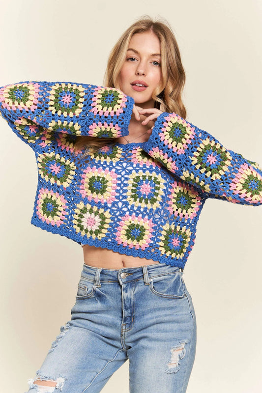 ADORA Multicolor Crochet Crop Top