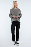 Washed Side Slit Oversized Cropped Sweater Top- 2 Colors