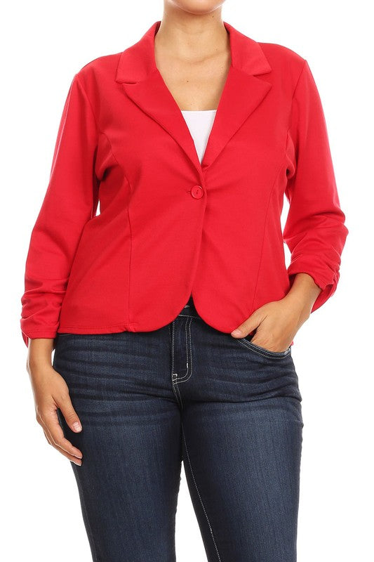 Plus Size Solid Blazer-14 Colors