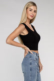 Ribbed Scoop Neck Cropped Sleeveless Top- 7 Colors