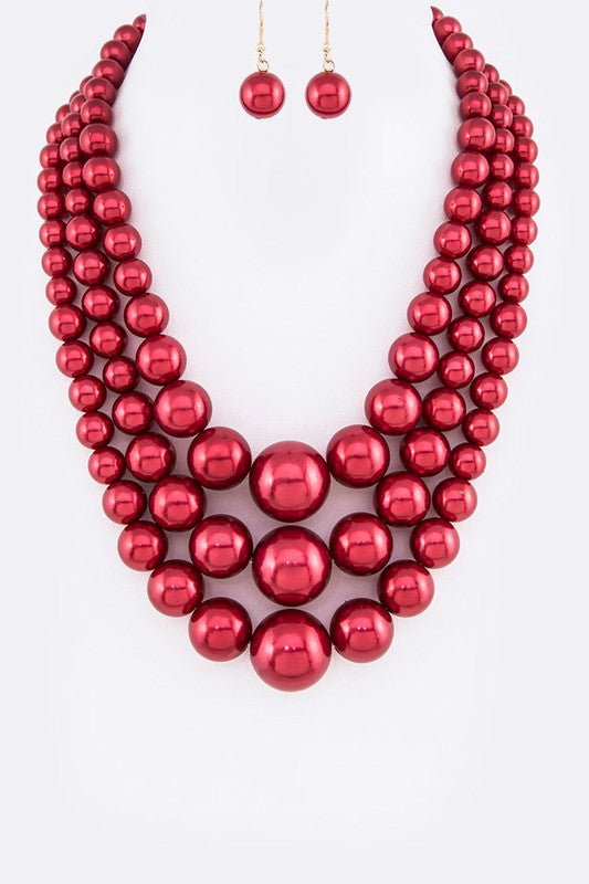 Mix Pearl Layer Statement Necklace Set-12 Colors