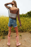 Bead and Pearl Embellished Long Sleeves Mesh Top- 2 Colors