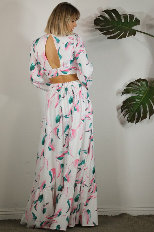 Botanical Printed Maxi Skirt Set