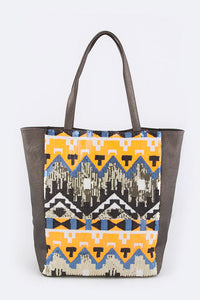 Batik Patterns Sequins Embellished Statement Tote