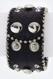 Crystal Studs Embossed Leather Cuff