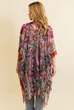 Paisley Print Open Front Kimono w/ Cinched Arms-3 Colors