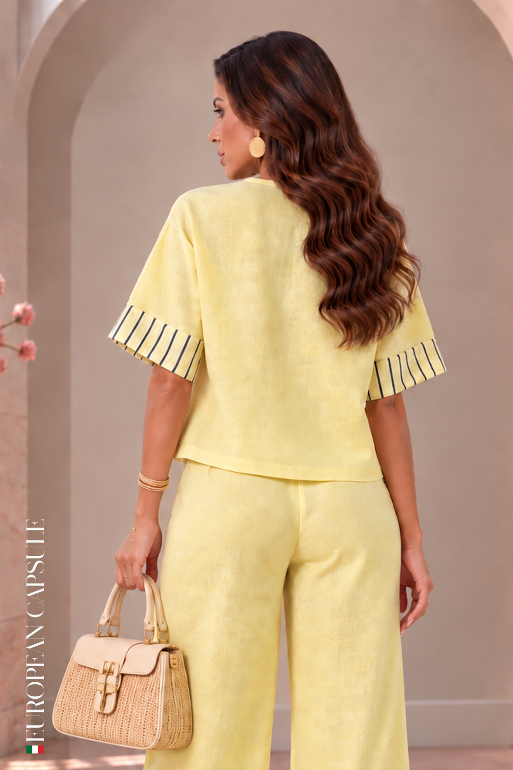 Italian Linen Biella Top- Yellow