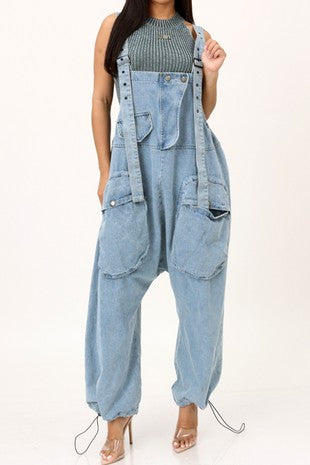 Harem Denim Retro Vibe Jumpsuit