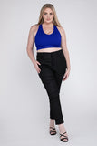 Plus Size Ribbed Cropped Racerback Tank Top- 6 Colors