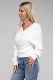 Viscose Cross Wrap Pullover Sweater Top- 4 Colors