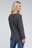 Melange Baby Waffle V-Neck Long Sleeve Top-3 Colors