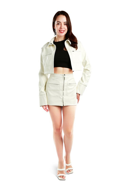 Faux Leather Crop Jacket (2 Colors)