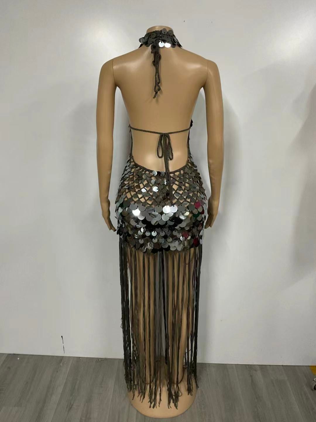 Black/Grey Sequin w/ Tassel Zara Dress