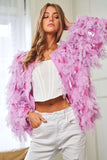 Fluffy Tiered Ruffle Long Sleeve Party Jacket