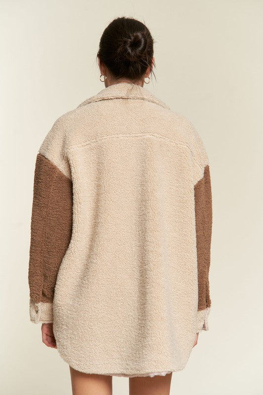 Colorblock Sherpa Jacket -2 Colors