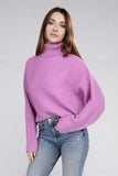 Viscose Dolman Sleeve Turtleneck Sweater Top- 5 Colors