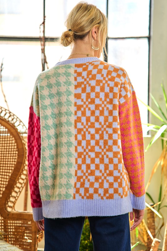 Plus Size Patchwork Oversized Sweater Top