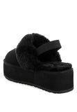 Kutchu Faux Fur Trim Platform Classic Slingback Shoes