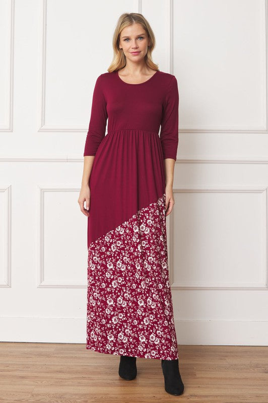 Asymmetrical Leopard Accent Maxi Dress (4 Colors)