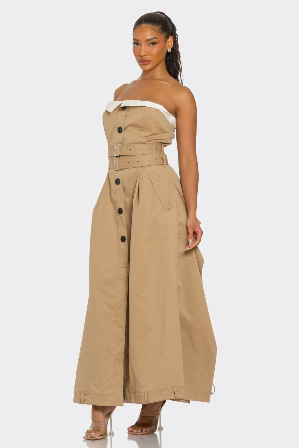Chic Reinvented Trench Maxi Dress