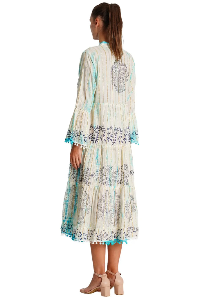 La Moda Resort Tie Dye Embroidered Shirt Dress