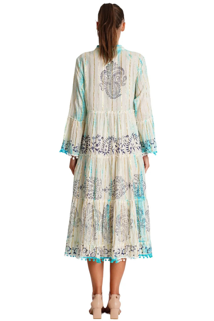 La Moda Resort Tie Dye Embroidered Shirt Dress