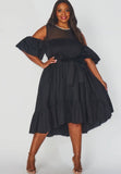 Plus Size Cold Shoulder Poplin Dress