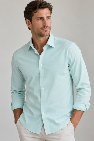 Camisa Técnica Studio Dot Manga Longa - Azul-petróleo