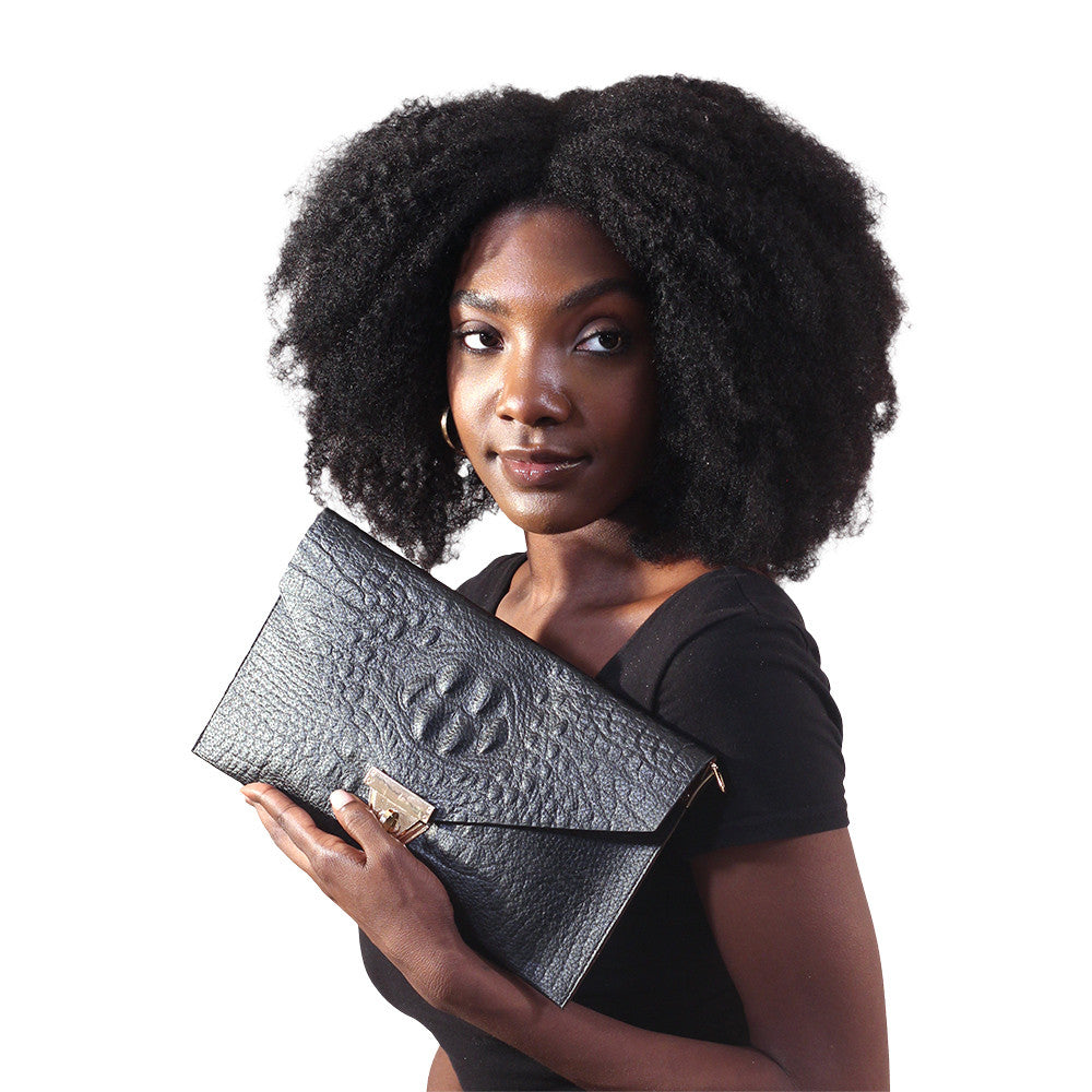 Black Vegan Leather Luxury Crossbody Handbag