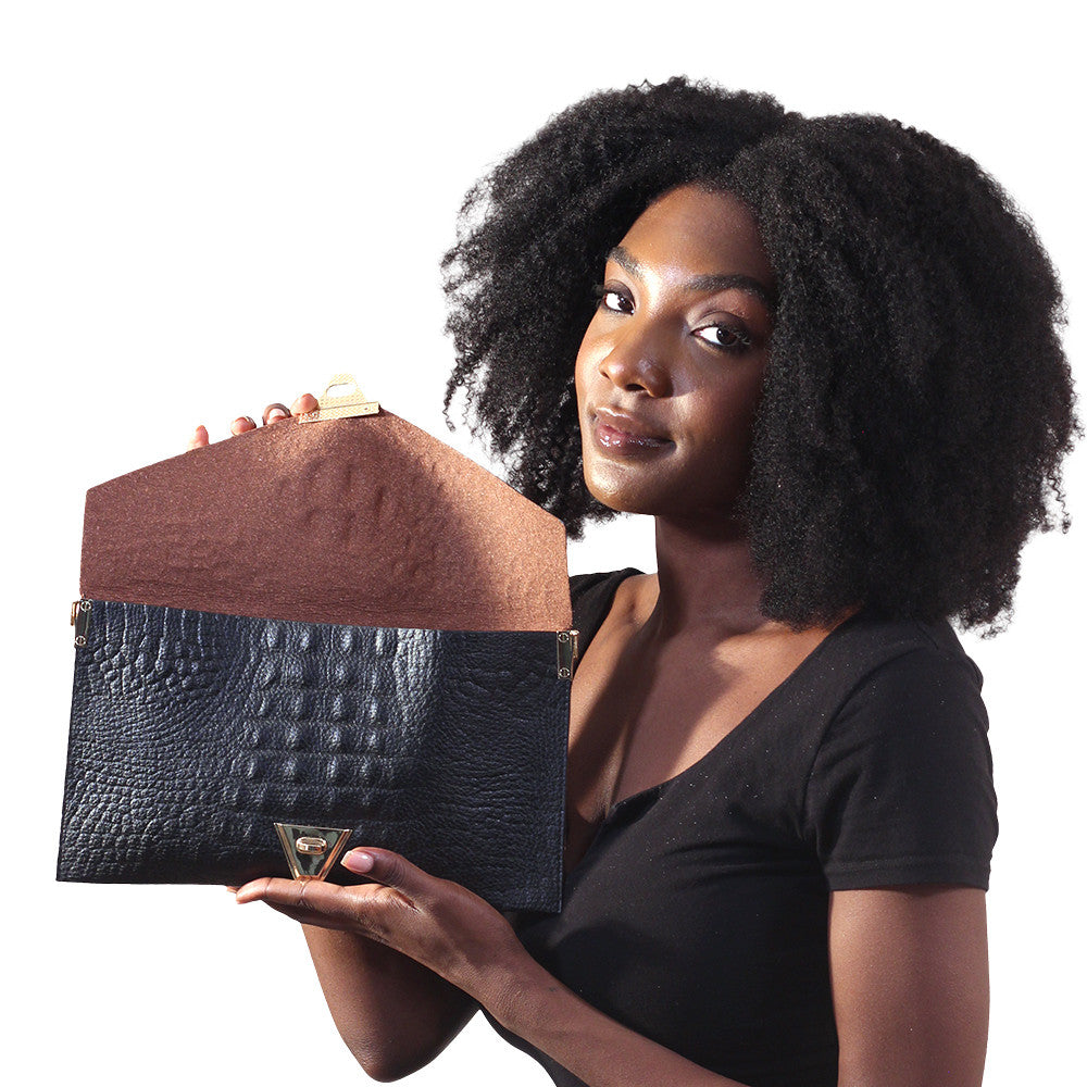 Black Vegan Leather Luxury Crossbody Handbag